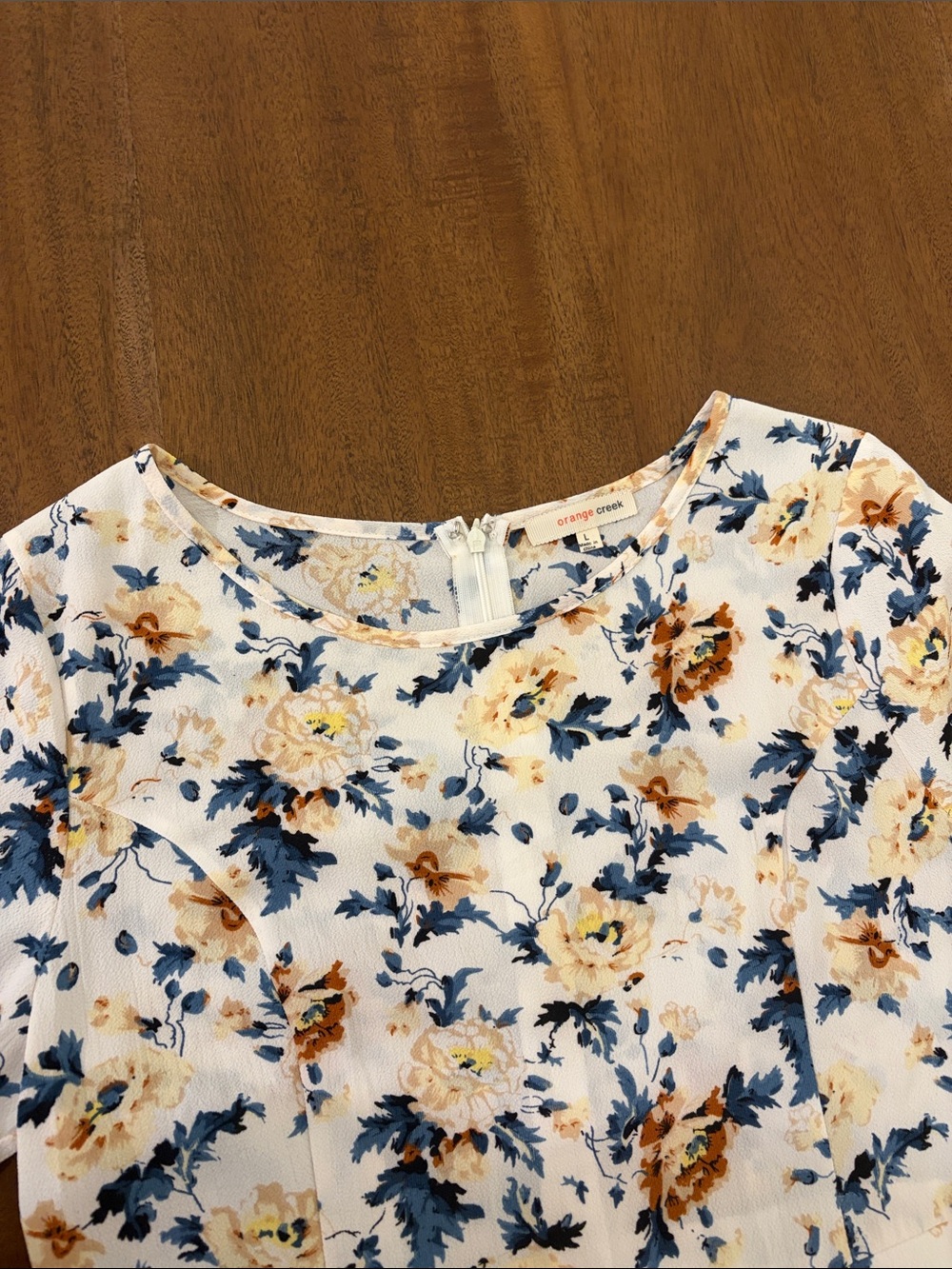 orange creek Cream Maxi Dress with Blue and Brown Floral Print - Picture 3 of 8